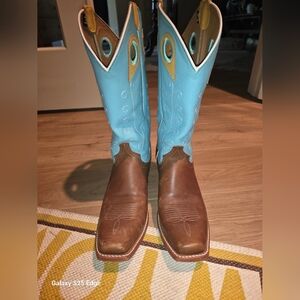 ￼￼Justin Boots Hattie Square Toe Womens Blue Casual 11B